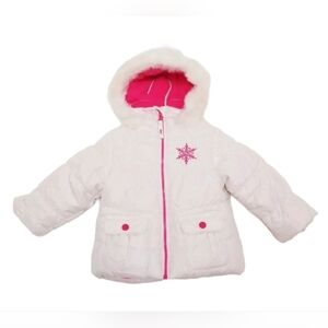 Protection System Girls Hooded Parka Puffer Jacket 12 Months White Sparkle.